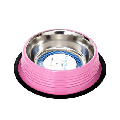 Country Living Set of 2 Ribbed Non-Slip Pet Bowls – Carnation Pink