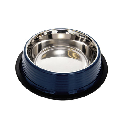 Country Living Set of 2 Ribbed Non-Slip Pet Bowls – Poseidon Blue